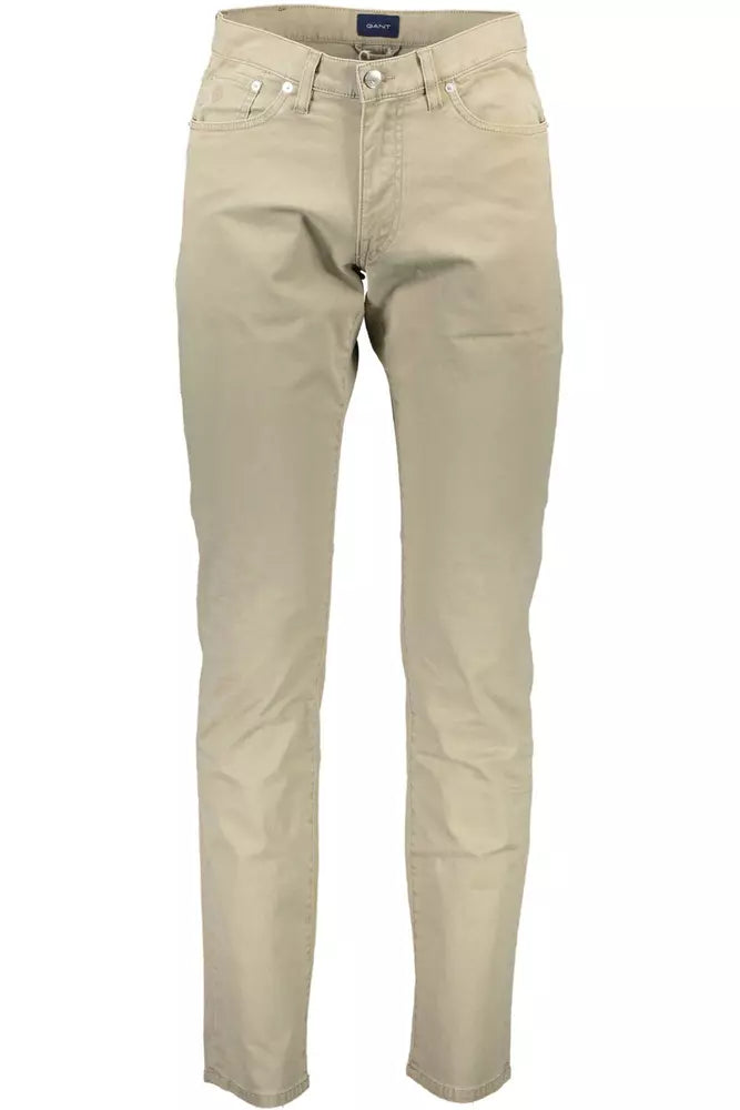 Beige Cotton Jeans & Pant