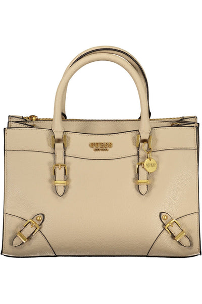 Beige Polyurethane Handbag