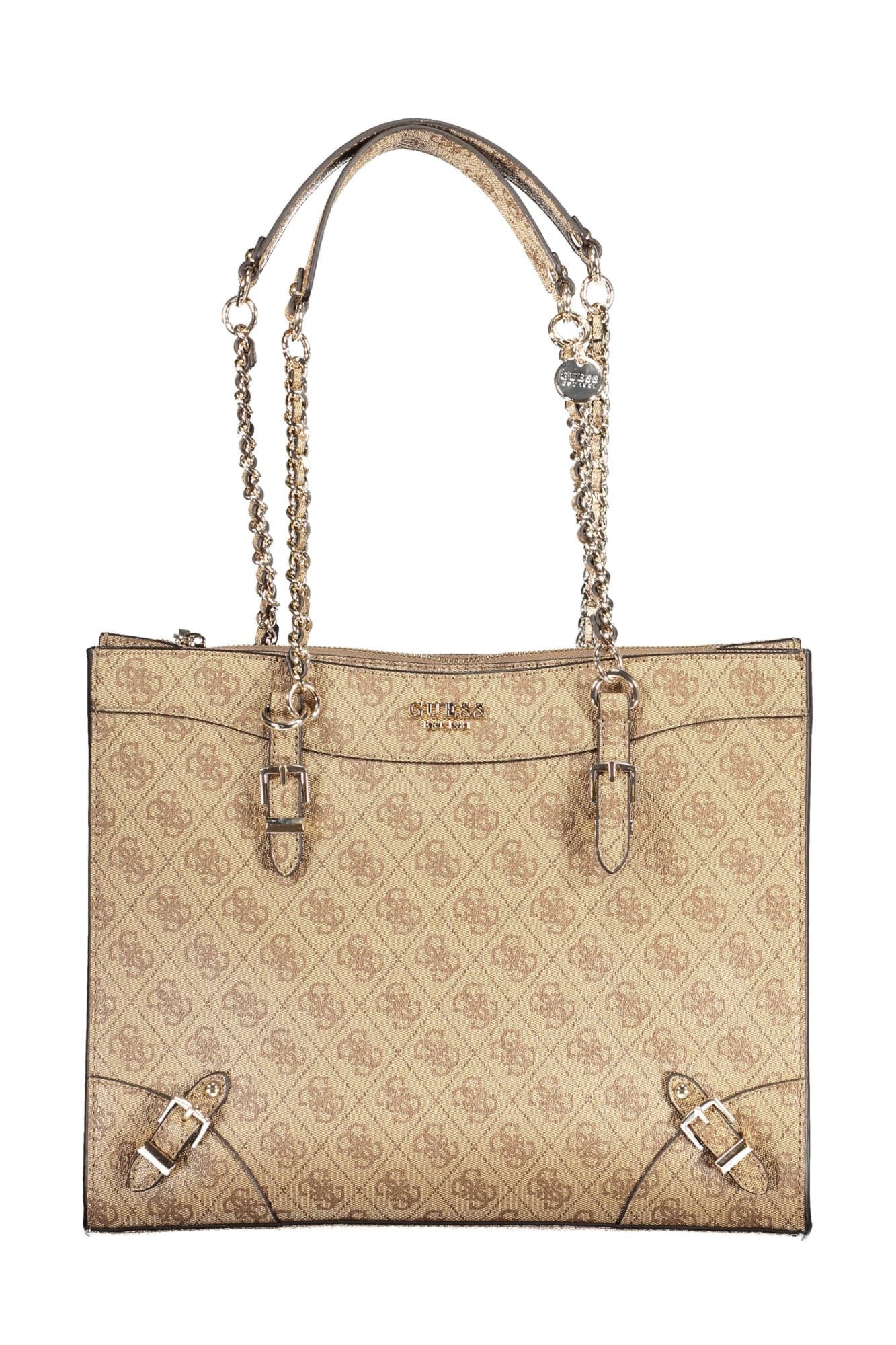 Beige Polyurethane Handbag