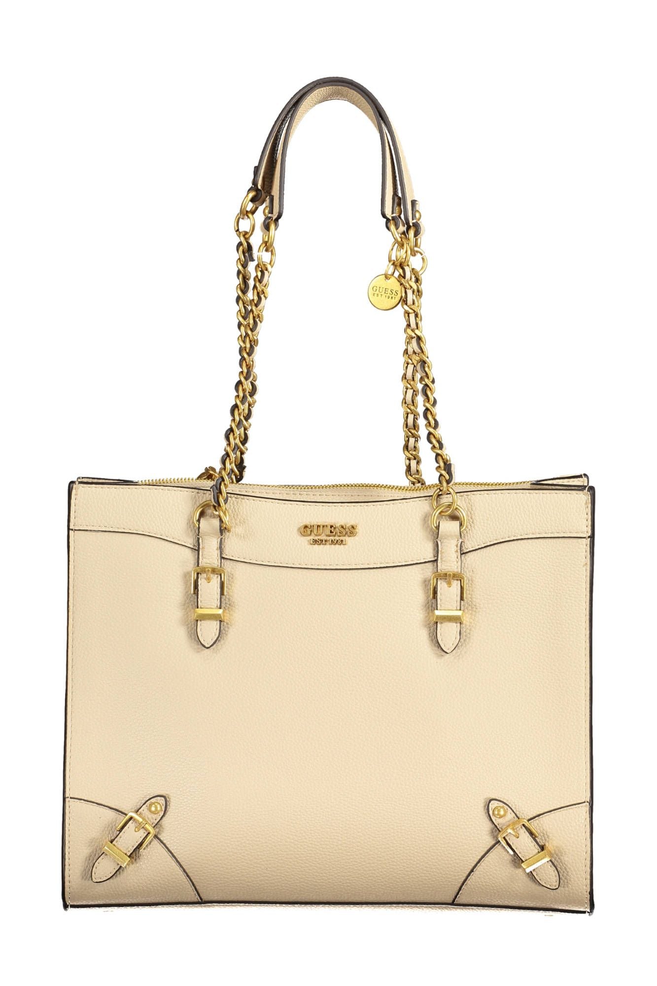 Beige Polyurethane Handbag