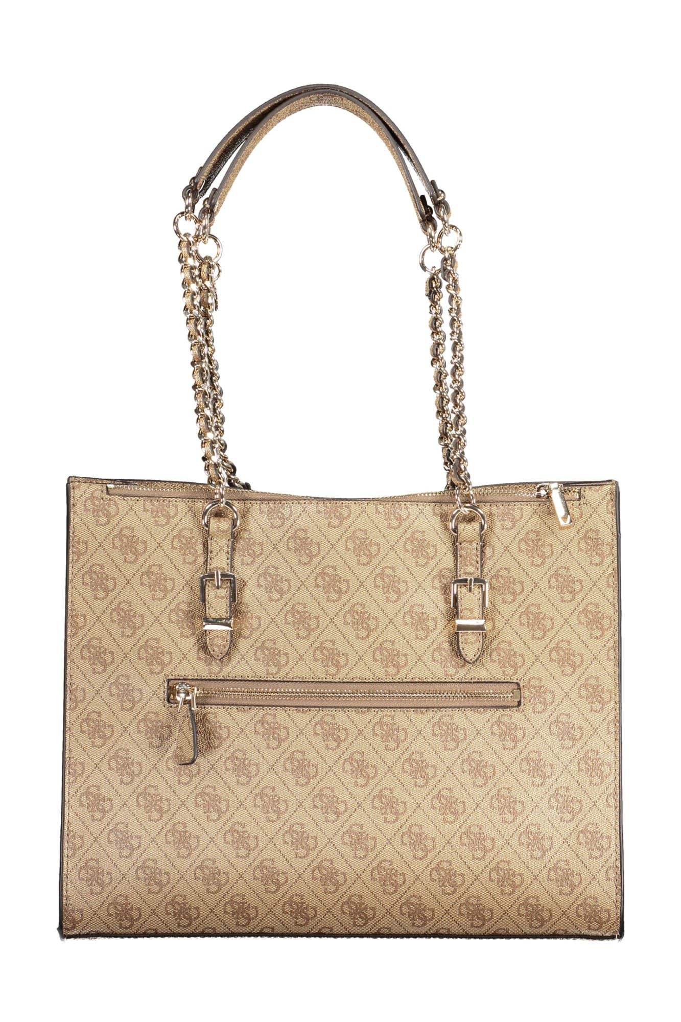 Beige Polyurethane Handbag