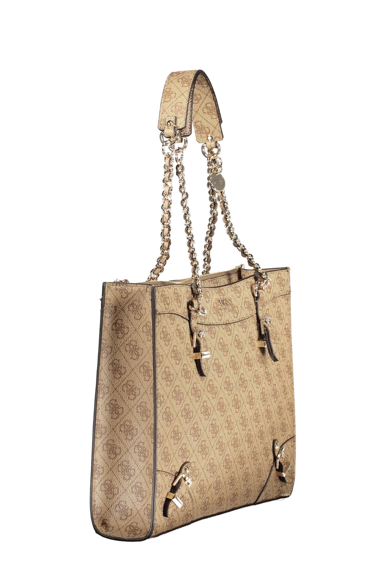 Beige Polyurethane Handbag