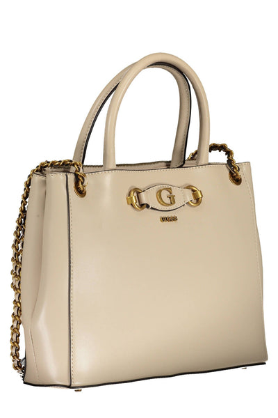 Beige Polyurethane Handbag