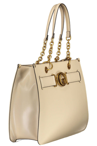 Beige Polyurethane Handbag