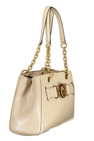 Beige Polyurethane Handbag