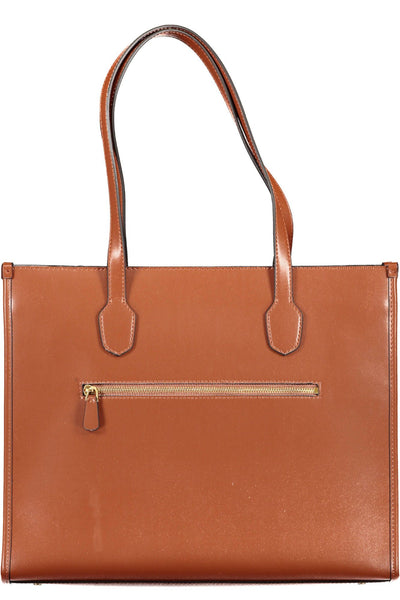 Brown Polyurethane Handbag