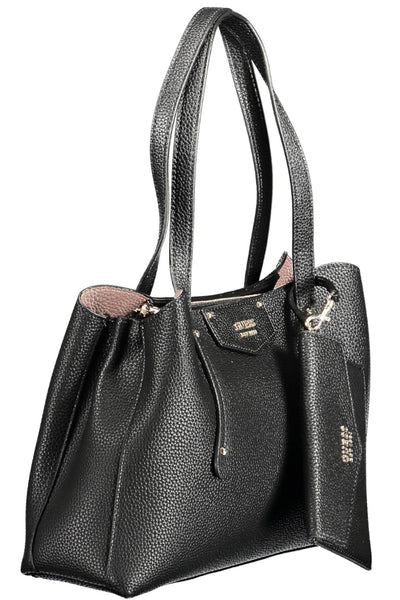 Black Polyurethane Handbag