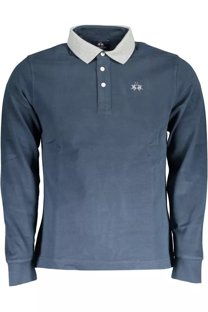 Blue Cotton Polo Shirt