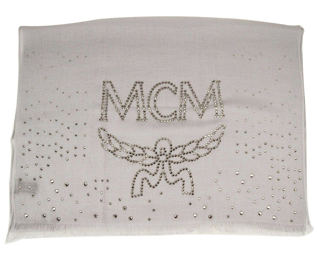 Grey Dawn Cashmere With Swarovski Crystal Logo Scarf