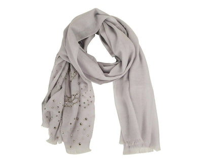 Grey Dawn Cashmere With Swarovski Crystal Logo Scarf