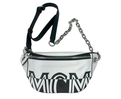 Black White Contrast Leather Mini Crossbody Chain Bag