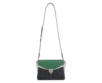 MCM Women's Patricia Green / Black / White Leather Medium Crossbody Bag