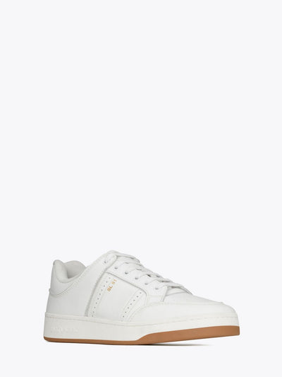 White Calf Leather Low-Top Sneakers