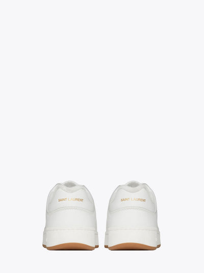 White Calf Leather Low-Top Sneakers