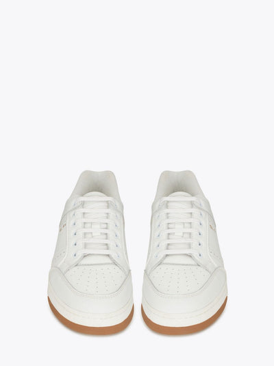 White Calf Leather Low-Top Sneakers