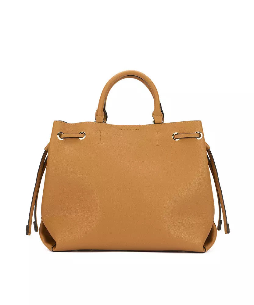 Beige Artificial Leather Crossbody Bag