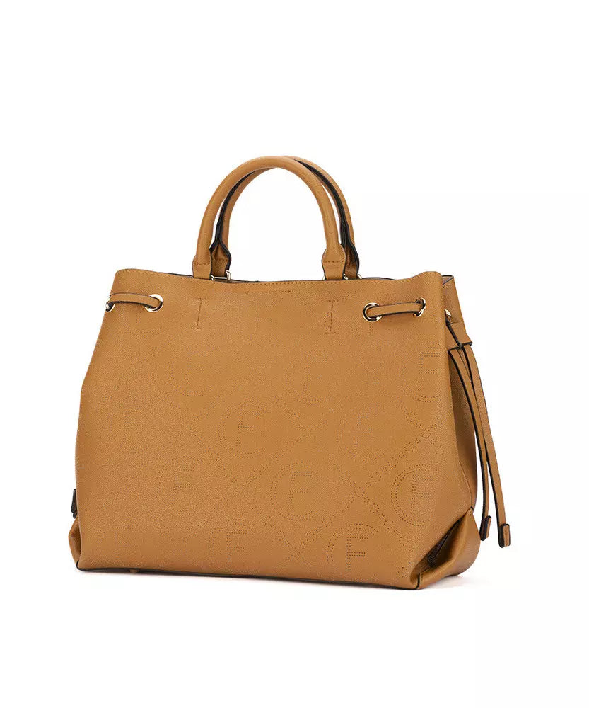 Beige Artificial Leather Crossbody Bag