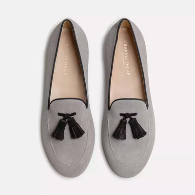 Gray Leather Loafer