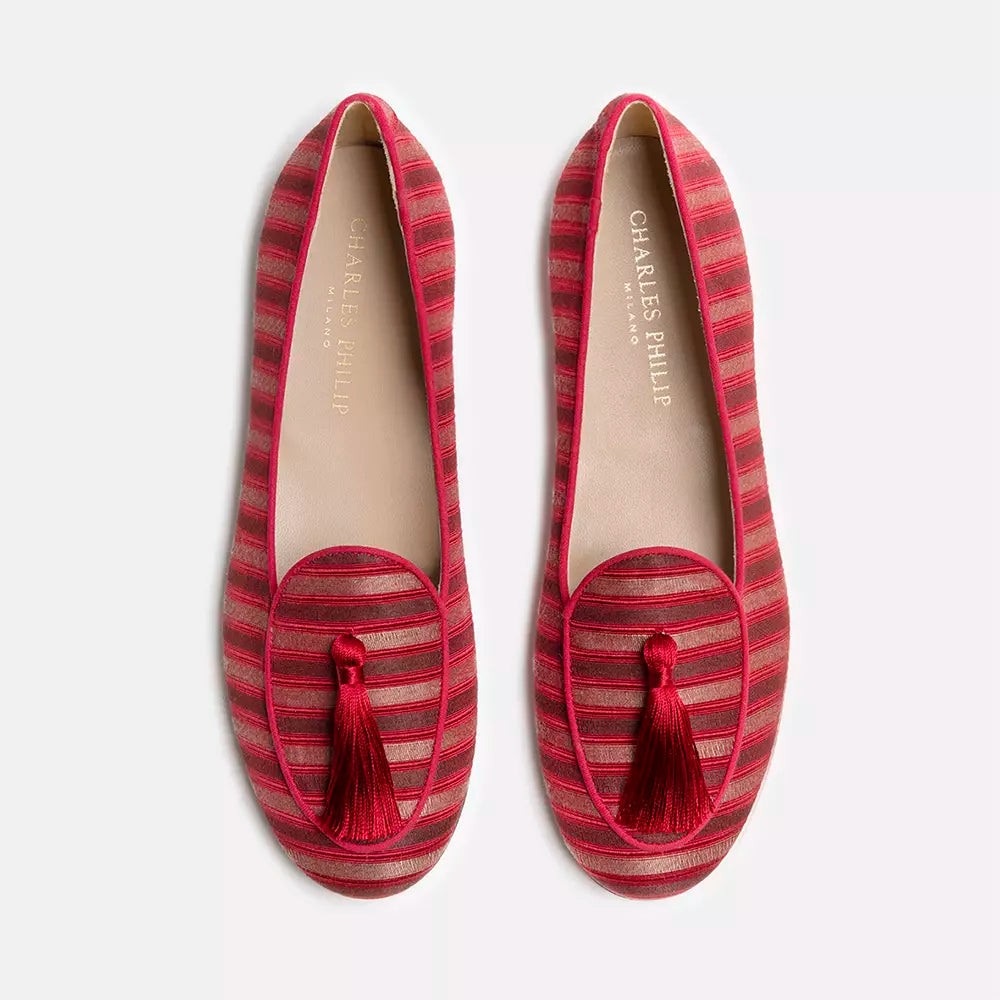 Red Leather Flat Shoe