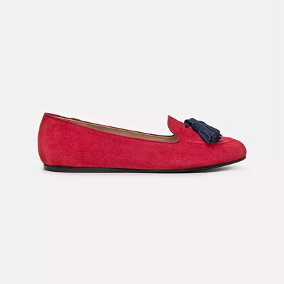 Red Leather Flat Shoe