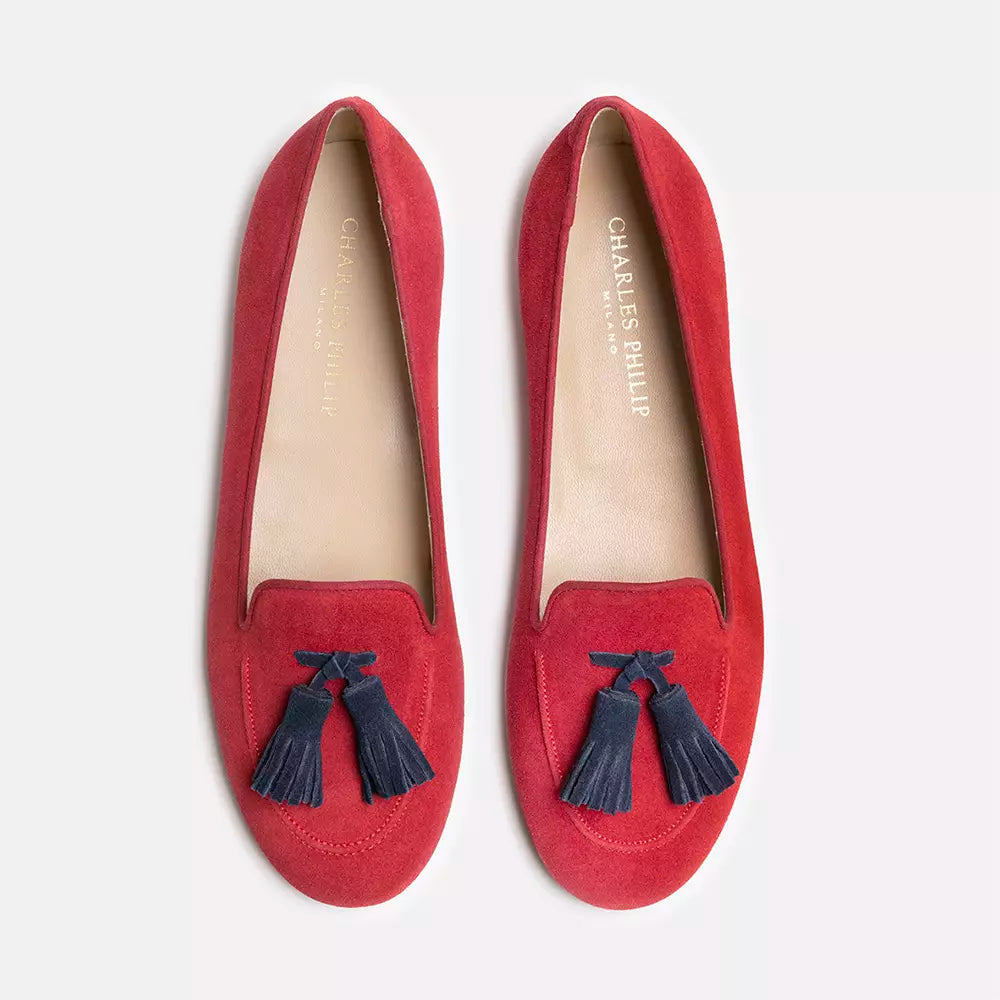 Red Leather Flat Shoe