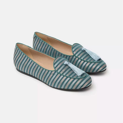 Light Blue Leather Flat Shoe