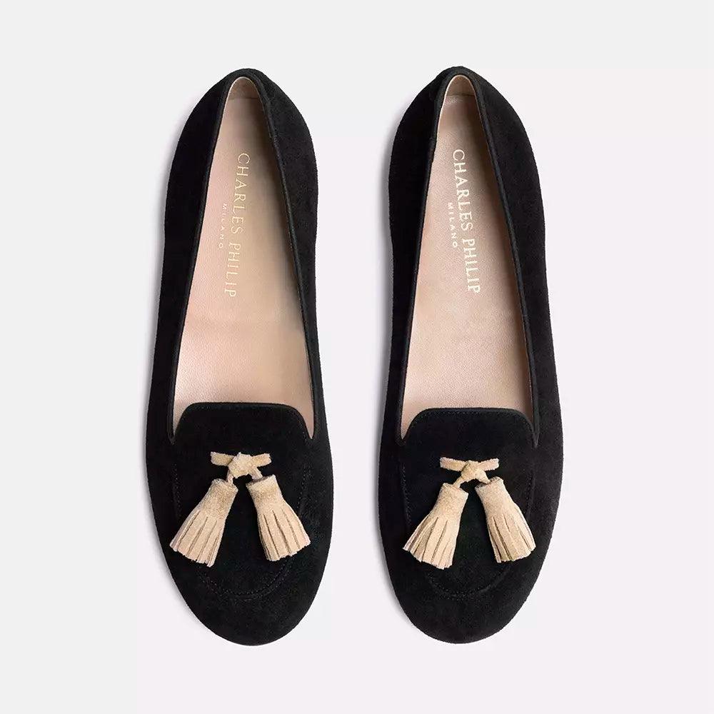 Black Leather Flat Shoe