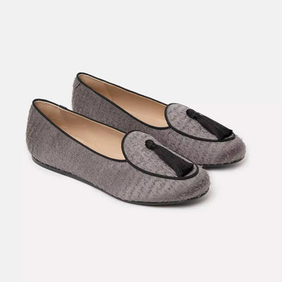 Gray Velvet Flat Shoe