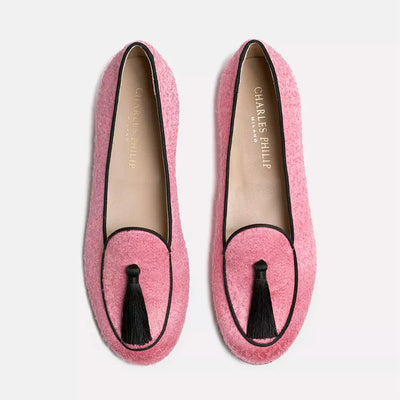 Pink Velvet Flat Shoe