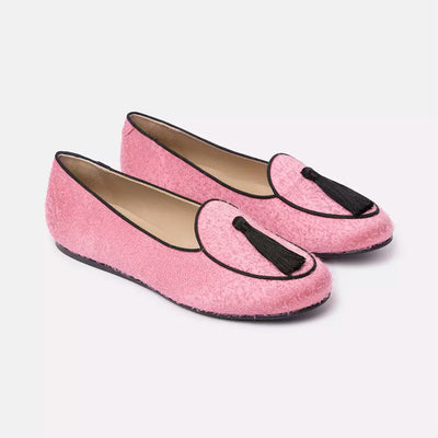 Pink Velvet Flat Shoe