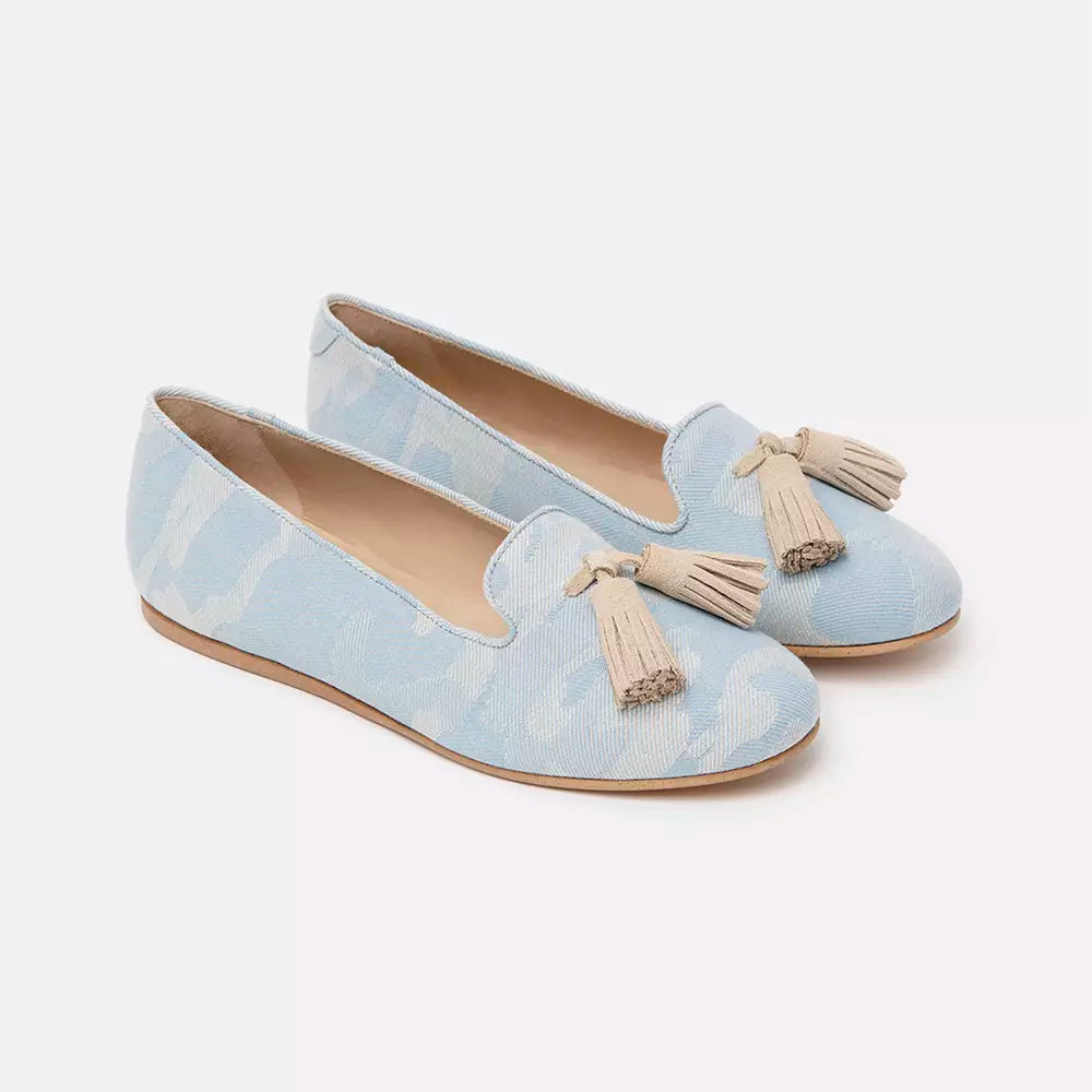 Light Blue Cotton Flat Shoe