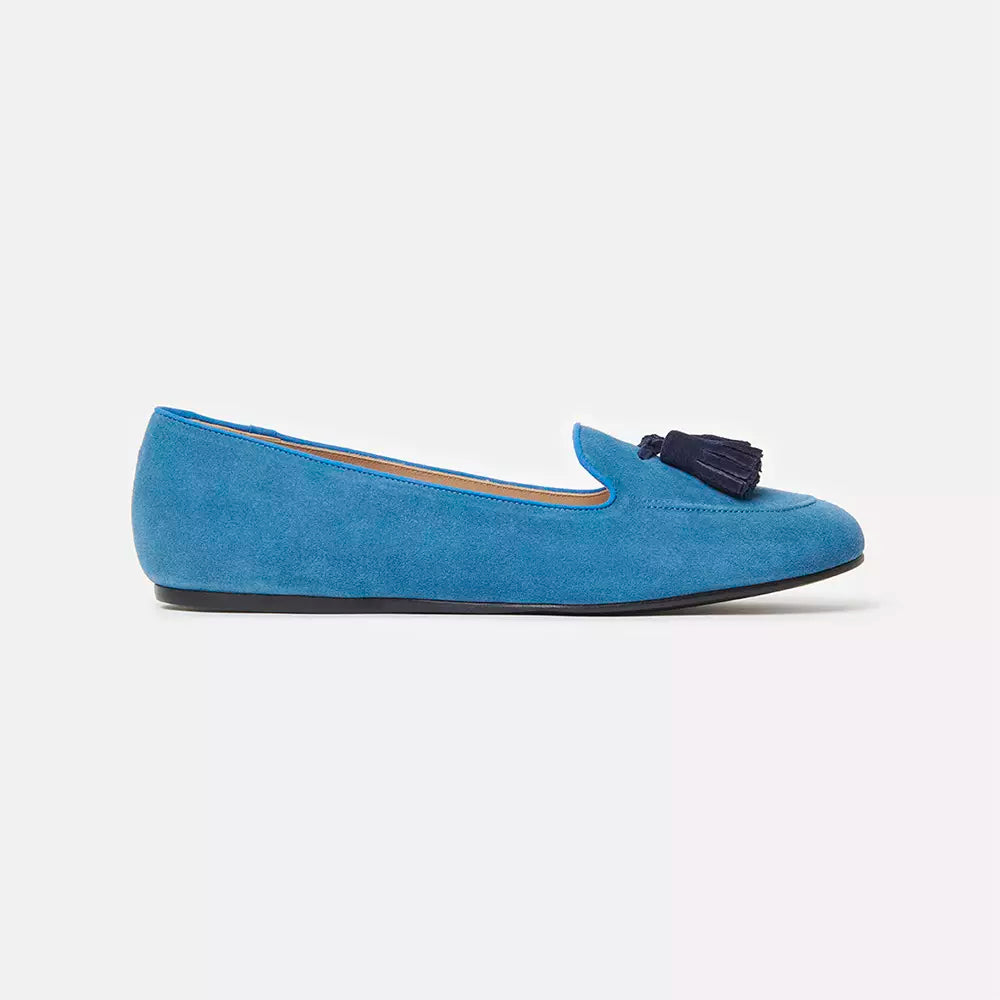 Light Blue Leather Flat Shoe