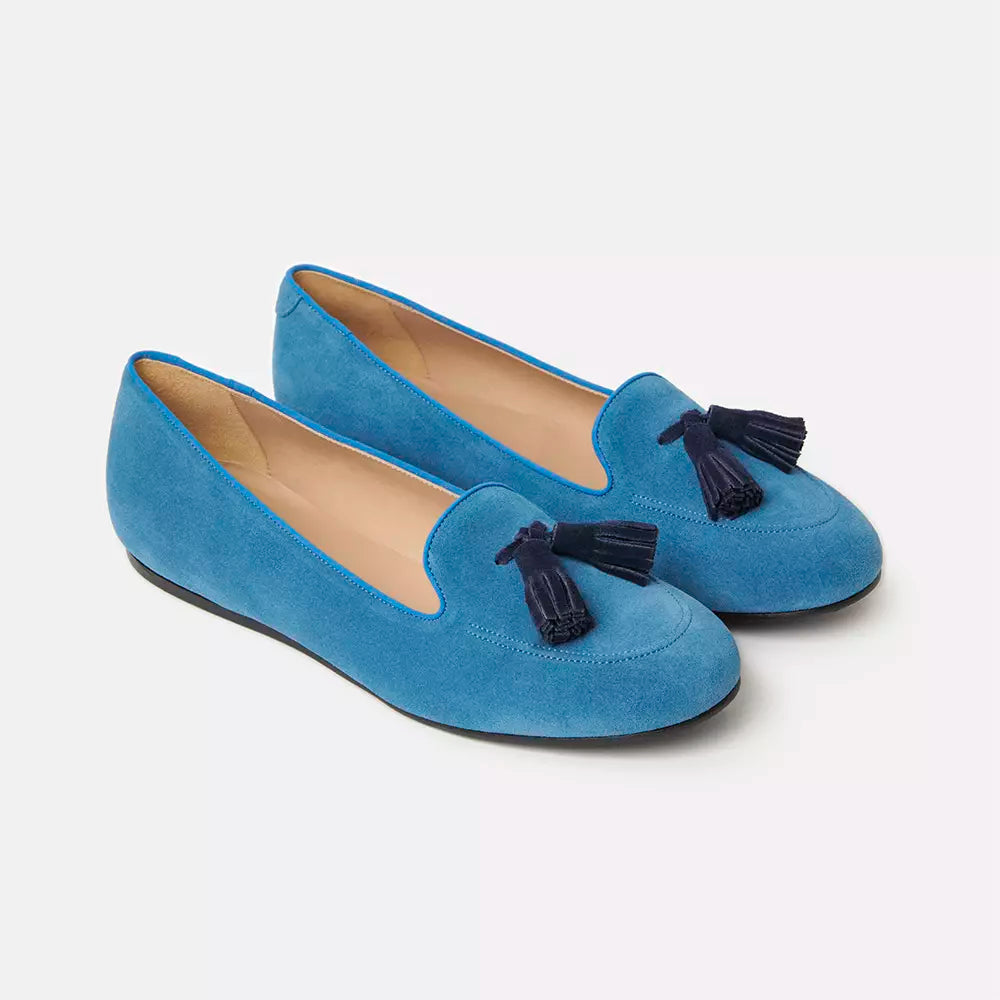 Light Blue Leather Flat Shoe