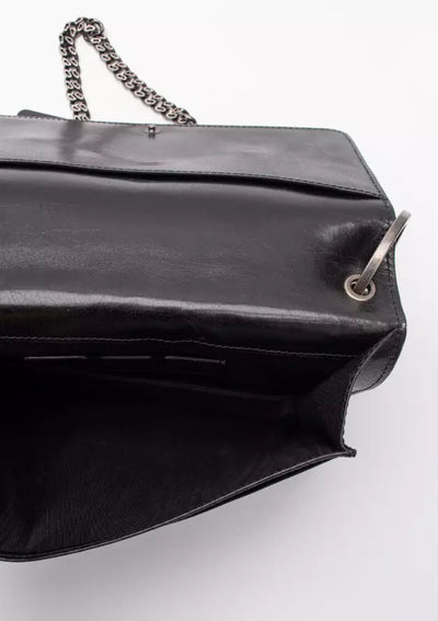 Black Leather Di Cavallo Shoulder Bag