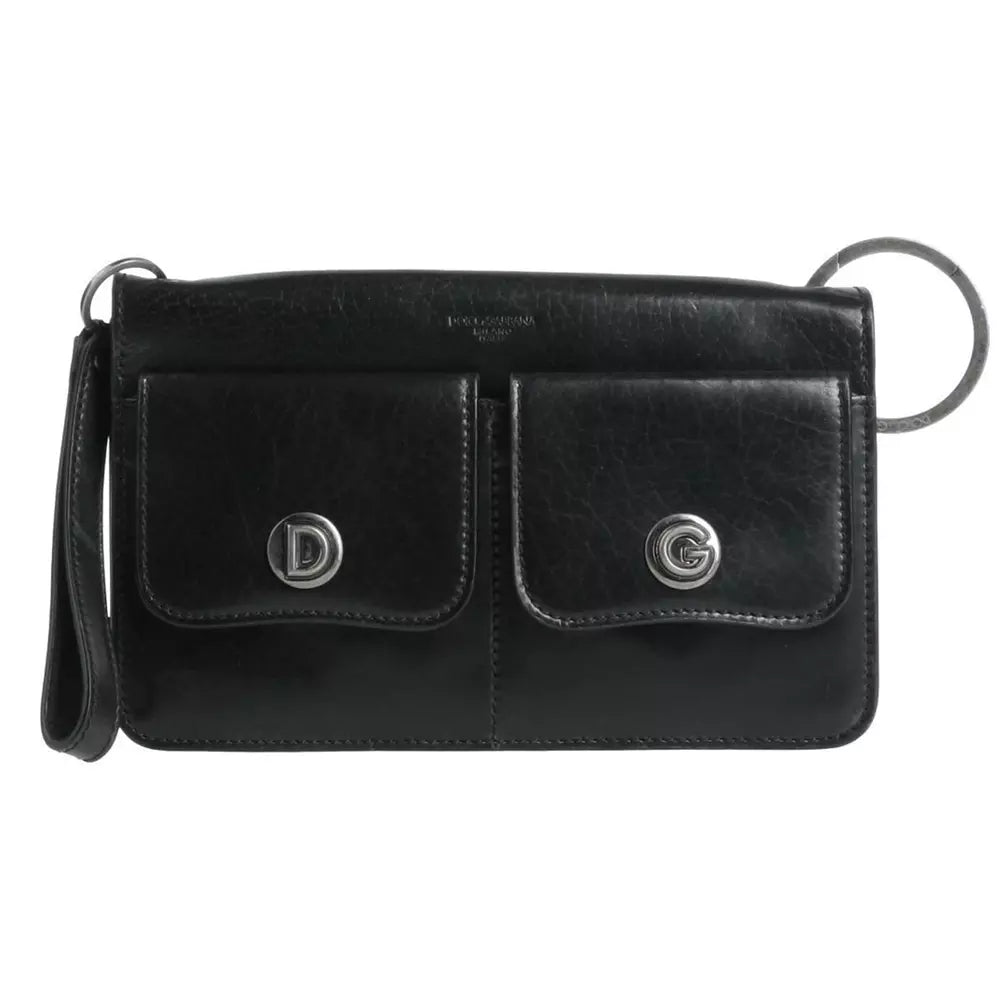 Black Leather Di Cavallo Shoulder Bag