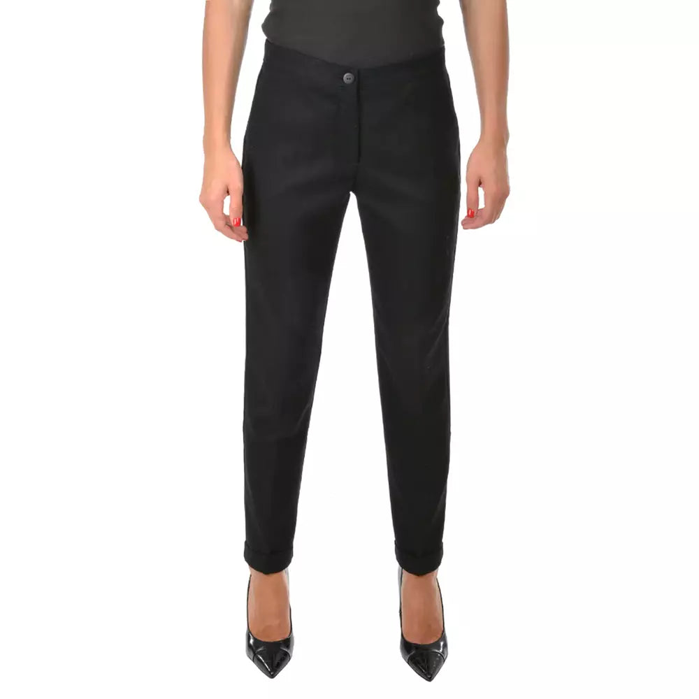 Black Polyester Jeans & Pant