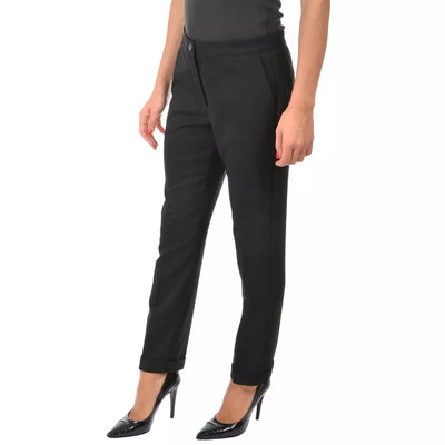 Black Polyester Jeans & Pant