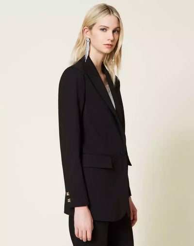 Black Viscose Jackets & Coat