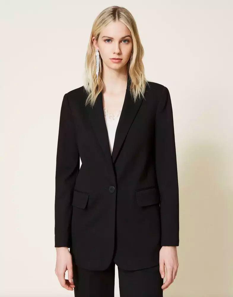 Black Viscose Jackets & Coat