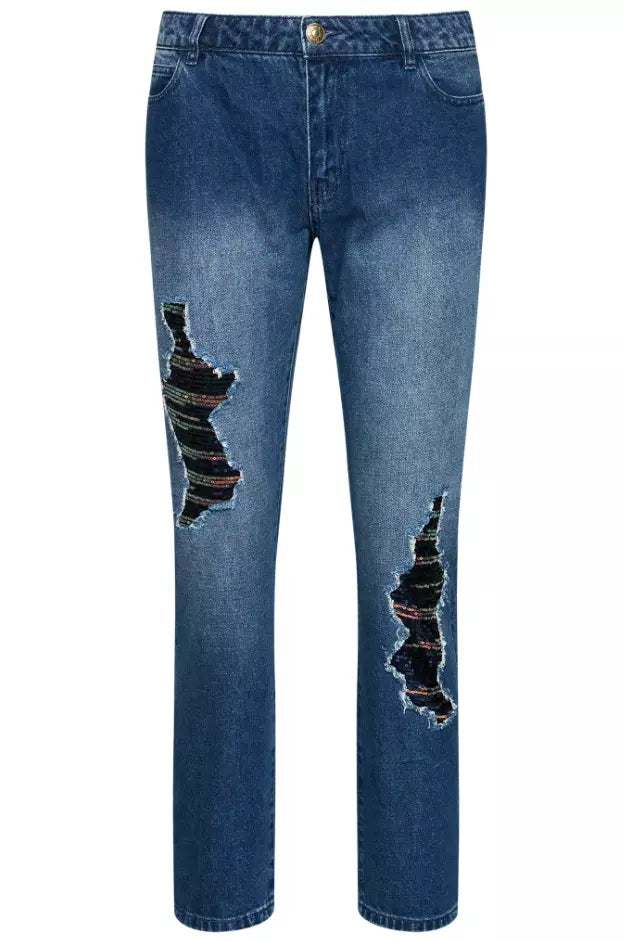 Blue Cotton Jeans & Pant