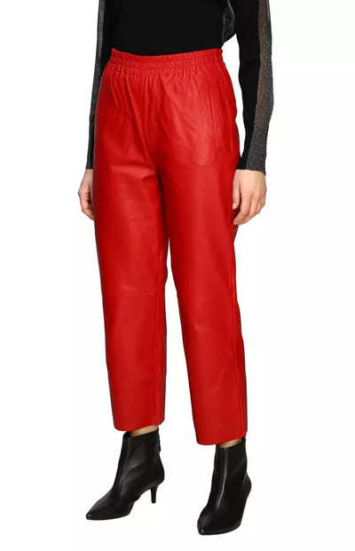 Red Leather Di Lambskin Jeans & Pant