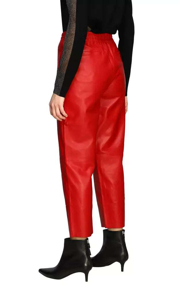 Red Leather Di Lambskin Jeans & Pant