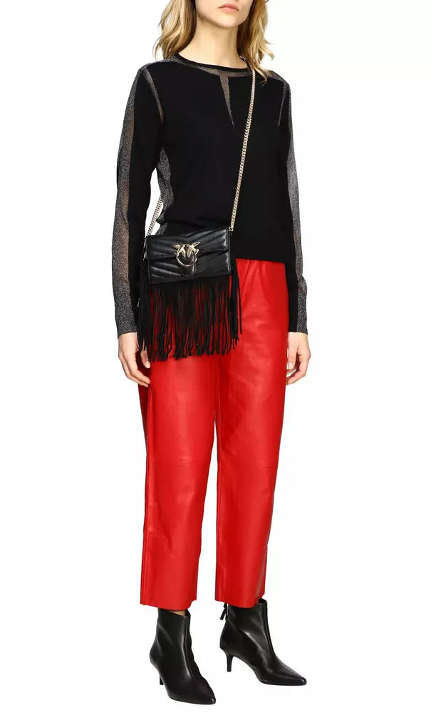 Red Leather Di Lambskin Jeans & Pant