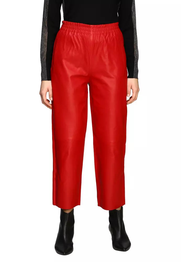 Red Leather Di Lambskin Jeans & Pant