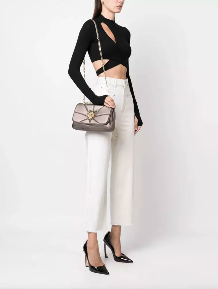 Beige Polyethylene Crossbody Bag