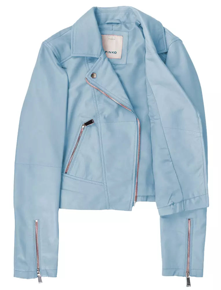 Light Blue Leather Di Lambskin Jackets & Coat