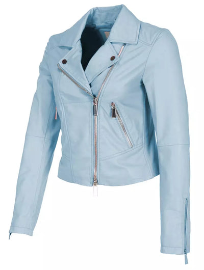 Light Blue Leather Di Lambskin Jackets & Coat