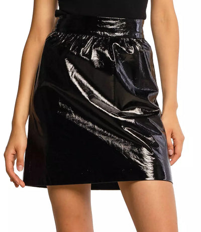 Black Leather Di Pecora Skirt