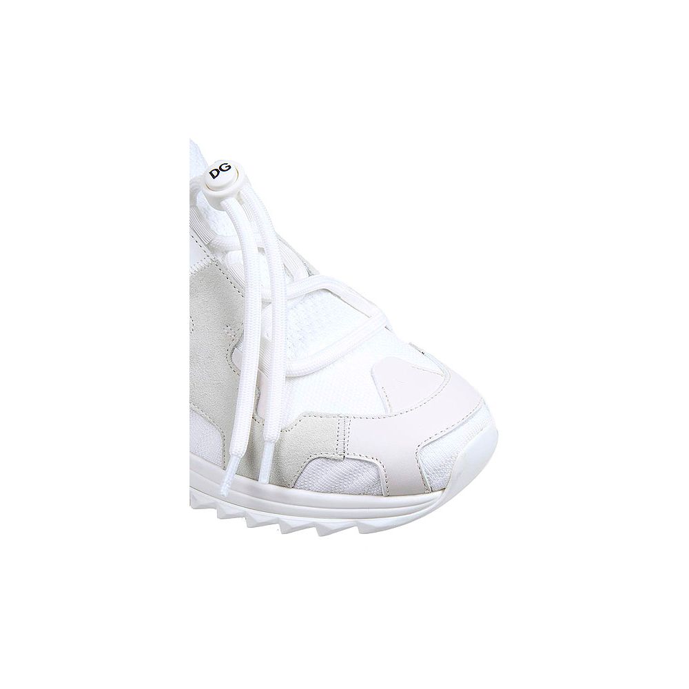 White Leather E Fabric Sneaker