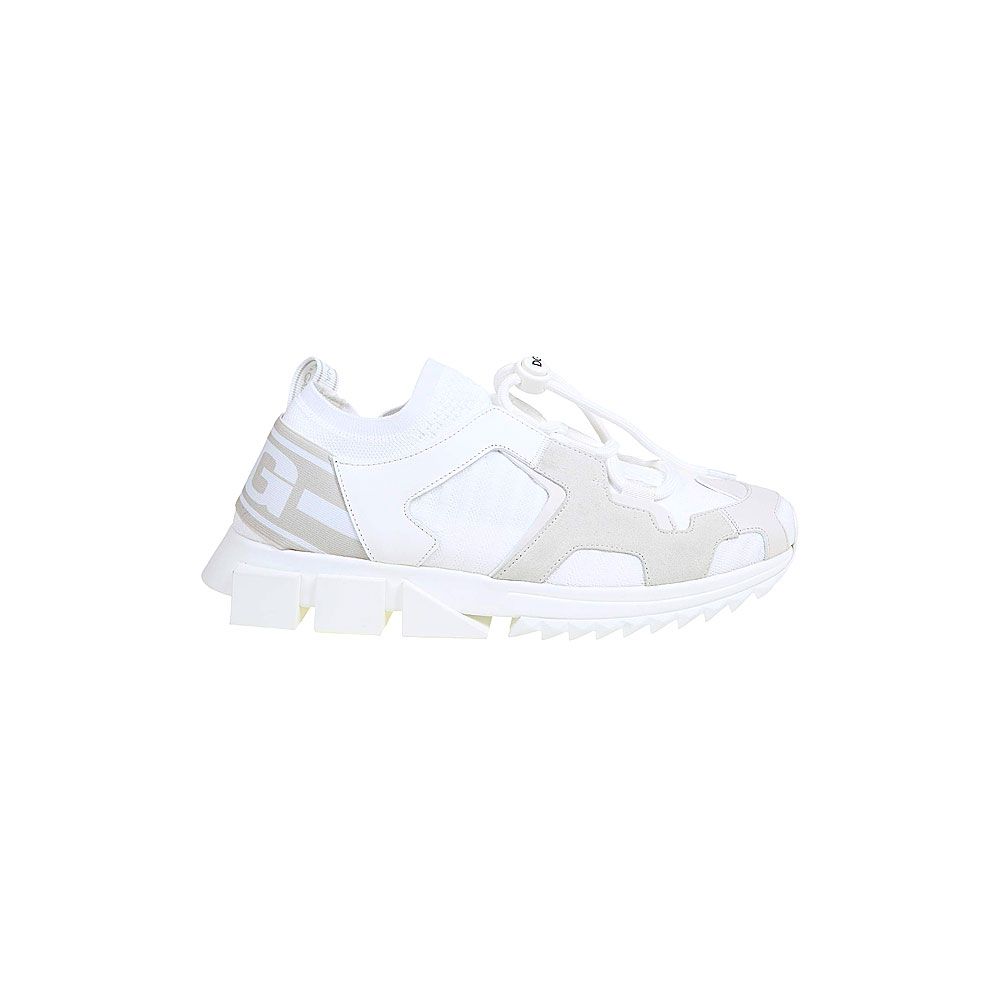 White Leather E Fabric Sneaker